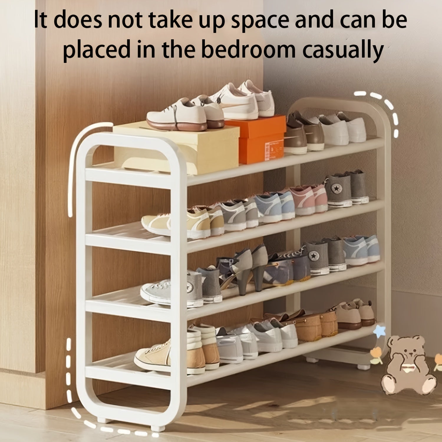 Compact 5-Tier Shoe Organizer, Sturdy, Slim Profile, Multi-Layer Metal Construction, Wood-Free, Floor-Standing, Suitable for Entryways And Dorms, Compatible with Living Room Decor