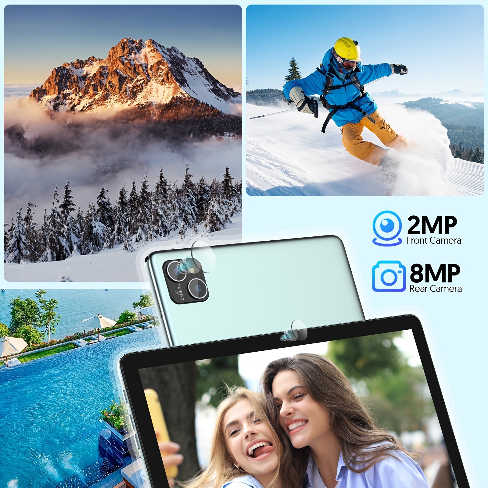 10, 1-Inch Android 14 Tablets with 128GB Storage And 8GB RAM (Expandable by 4GB), 1TB Expansion Capability, Powered by an Eight-Core CPU, Featuring an 8000Mah Battery, 5G Wifi 6, Dual Cameras (2MP And 8MP), 1280X800 FHD IPS D - iBrightCS