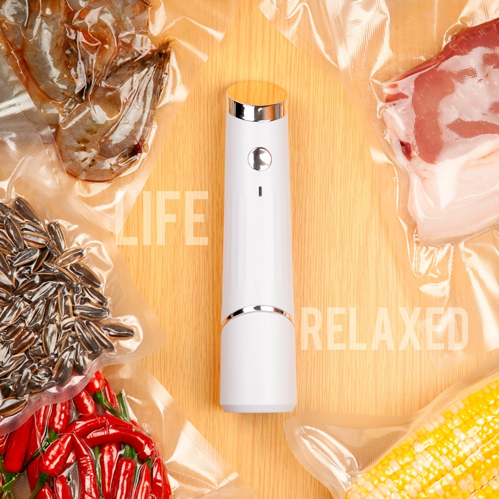 Compact Automatic Vacuum Sealer - Portable Food Preservation Device with USB Charging, 7W Power, Lithium Battery, Durable PP & ABS Material for Home Kitchen Use