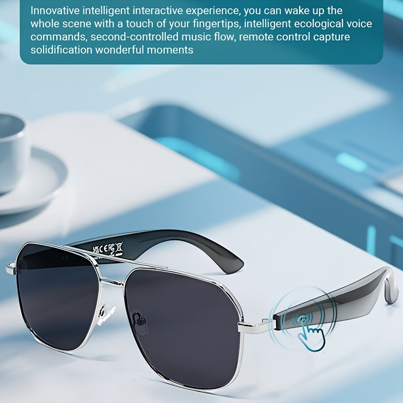 2025 AI Translation Glasses with 100+ Languages Support, Wireless Wireless, Built-in Mic/Speaker, HD Voice & Music, AI Voice Control, Photo Taking, Blue Light Protection, USB Magnetic Charging, Dual Spatial Audio – Stylish