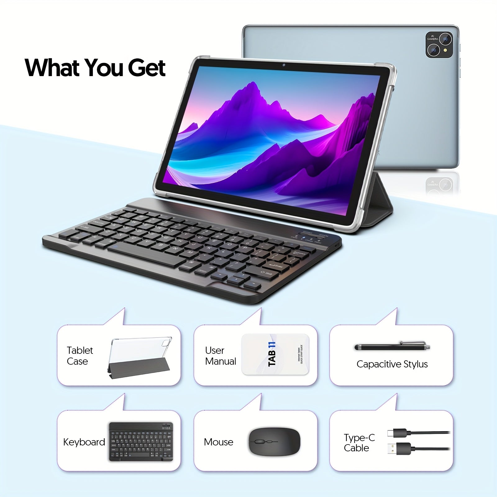 10, 1-Inch Android 14 Tablets with 128GB Storage And 8GB RAM (Expandable by 4GB), 1TB Expansion Capability, Powered by an Eight-Core CPU, Featuring an 8000Mah Battery, 5G Wifi 6, Dual Cameras (2MP And 8MP), 1280X800 FHD IPS D - iBrightCS