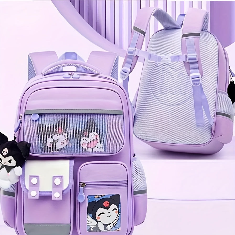For Kuromi-Themed Lightweight Backpack with Adjustable Shoulder Straps, Multiple Pockets & Organizational Compartments - Cute Oxford Fabric Student Bag for Awards & Incentives Supplies, Backpack for