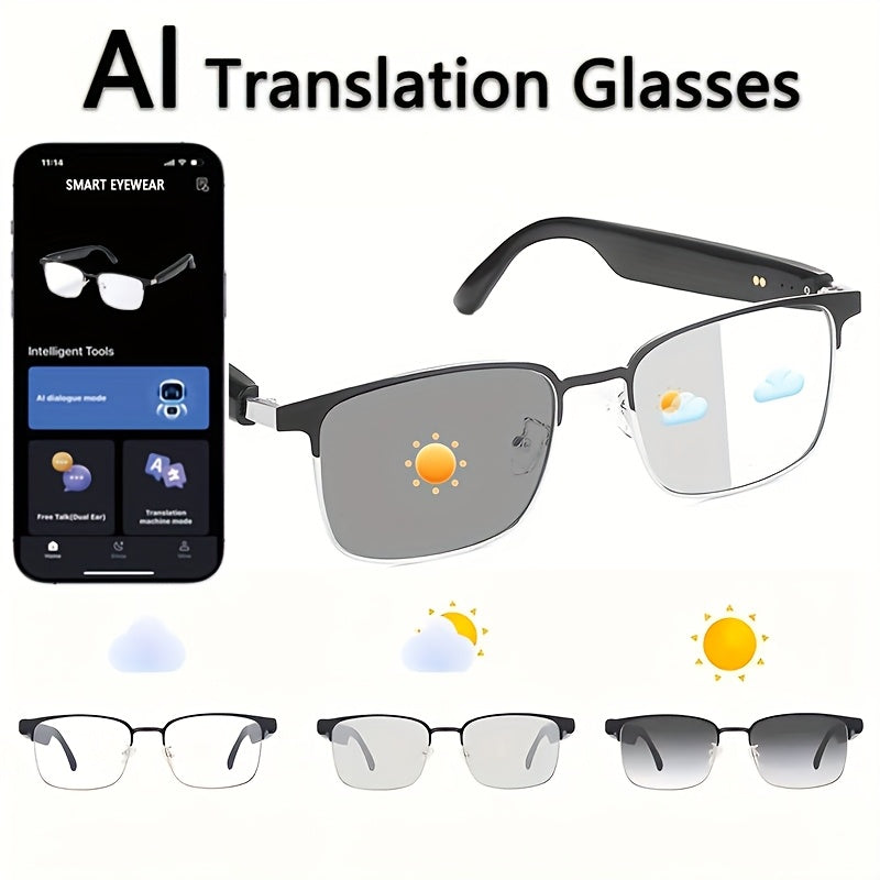 Photochromic Lens Smart Glasses, Equipped With Automatic Photosensitive Lens, Built-in Microphone And Speaker, High-Definition Voice Call And HiFi Sound Quality, Suitable For Sports, Driving, Fishing And Daily Home Wear, Suit