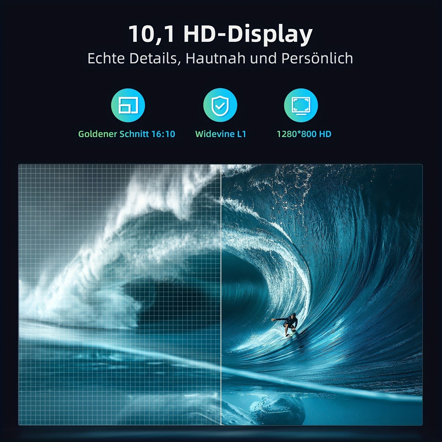 10.1-inch Android 14 Tablet with Unisoc T606 Octa-Core, 10GB RAM (4GB+6GB Expandable), 64GB ROM + 1TB SD, 6000mAh Battery, 1280x800 HD Touchscreen, 5G WiFi, Dual Cameras, Type-C Charging, Stereo Speakers, Educational Tools, P