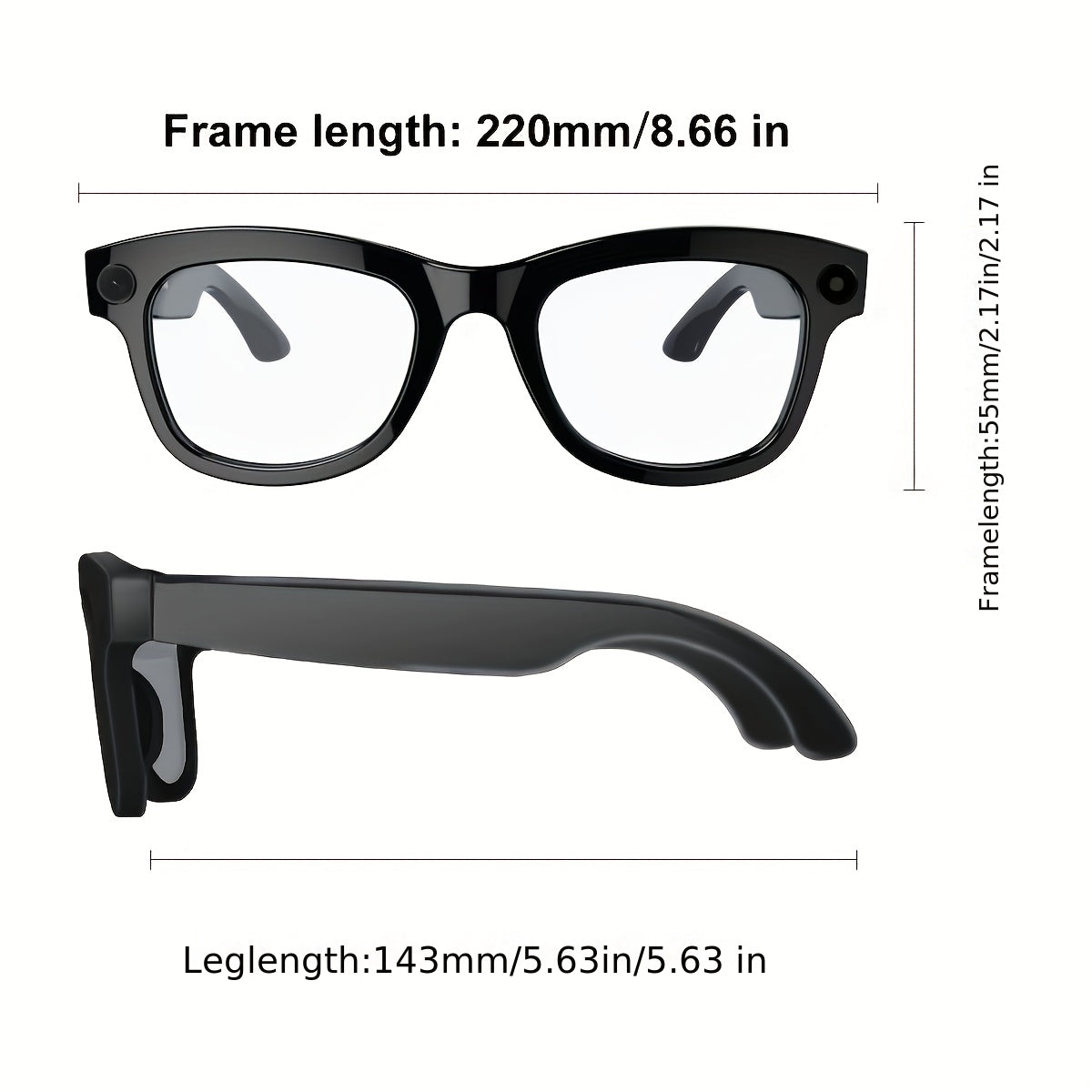 Smart Camera Glasses with 8MP Ultra-Wide Camera, HD 1080P Video, Blue Light Blocking, AI Voice Control, 4-Hour Playtime, Wi-Fi & Bluetooth 5.4 for HD Video Capture and Immersive Audio Experience