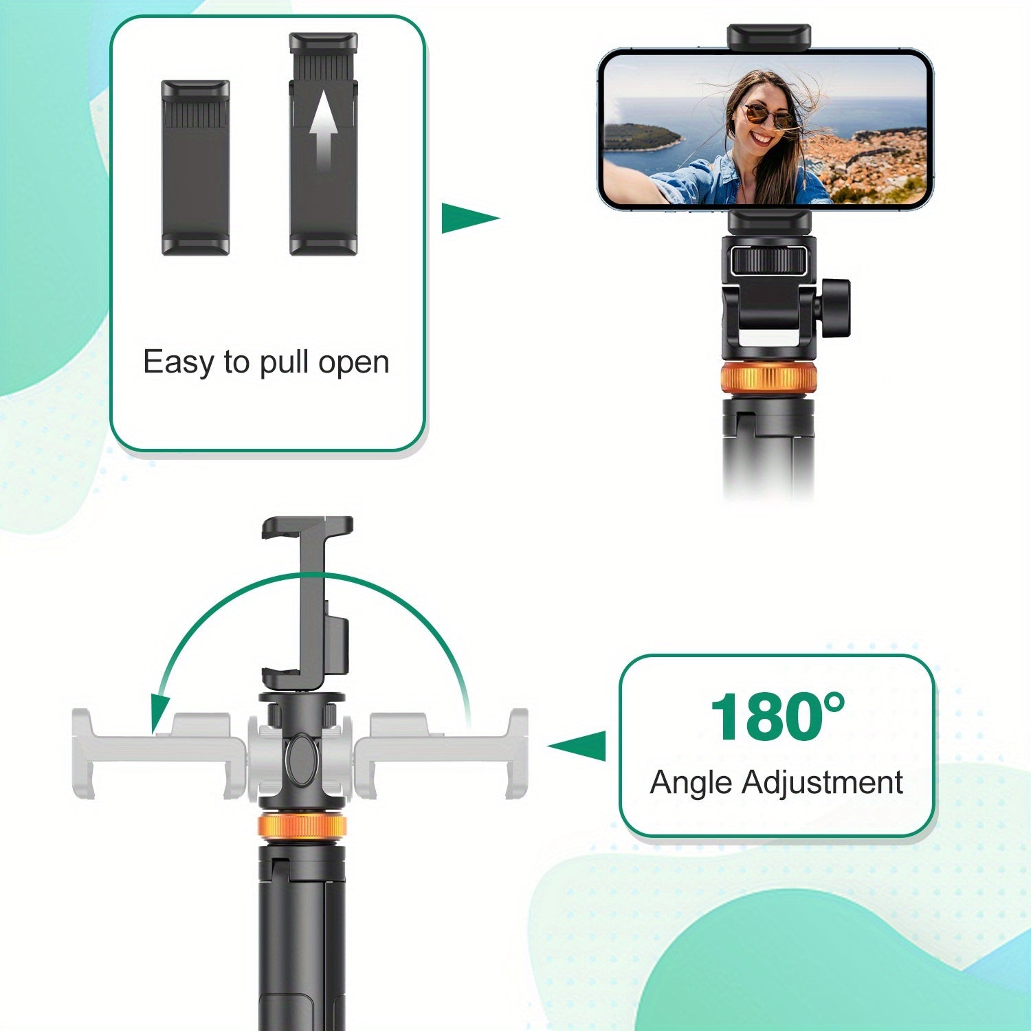 62 Inch Phone Tripod, Tripod for iPhone/ Android & Selfie Stick Tripod with Wireless Remote, Retractable Tripod Stand & Travel Tripod, Solidest Cell Phone Tripod Compatible with iPhone 15/14/13 - iBrightCS