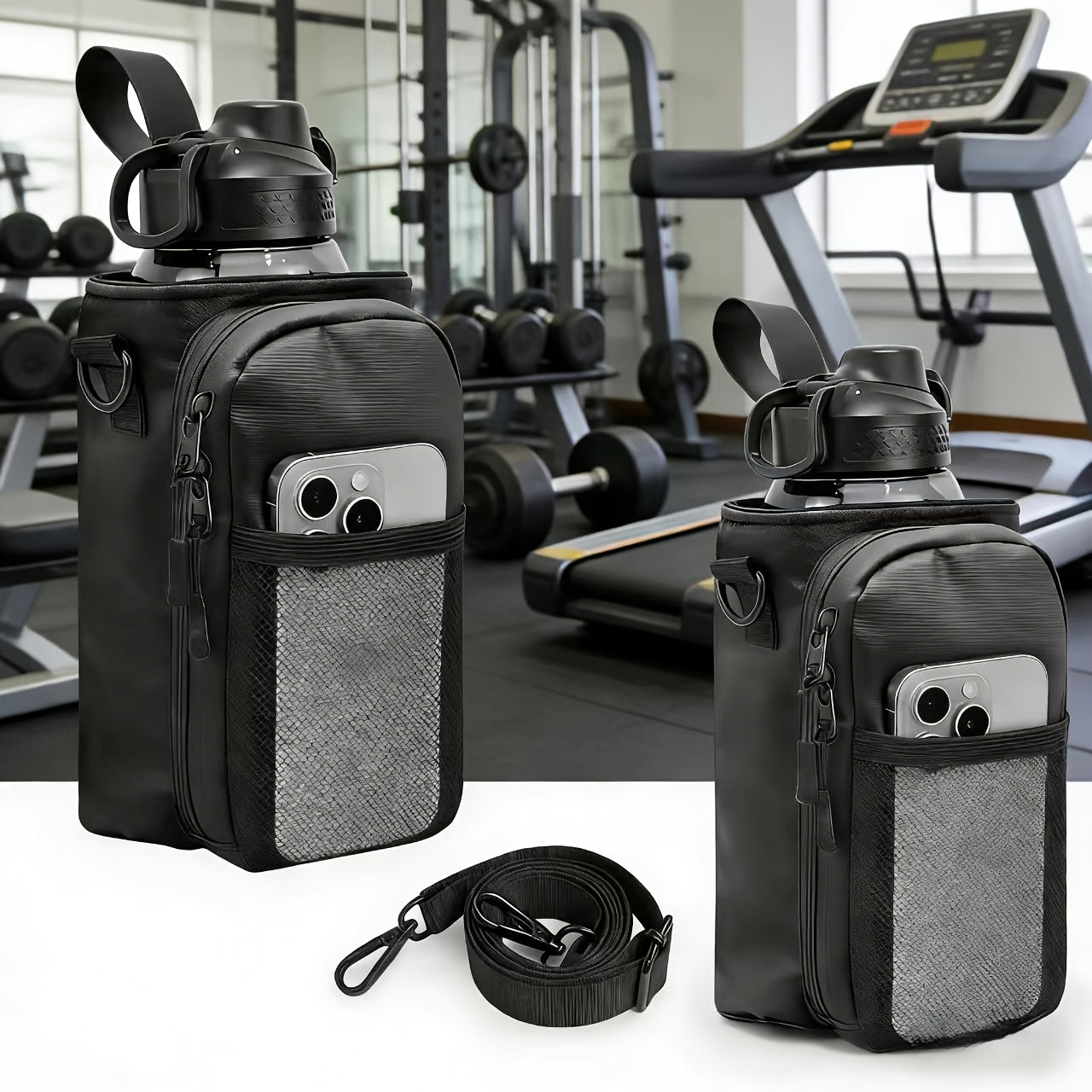 A Unisex Magnetic Balance Fitness Bag with Adjustable Crossbody Strap/magnetic Fitness Water Bottle Holder, Featuring a Water Bottle Holder with Phone Pocket, a Strong Magnetic Fitness Storage Bag, Magnetic Crossbody Bag, Wom