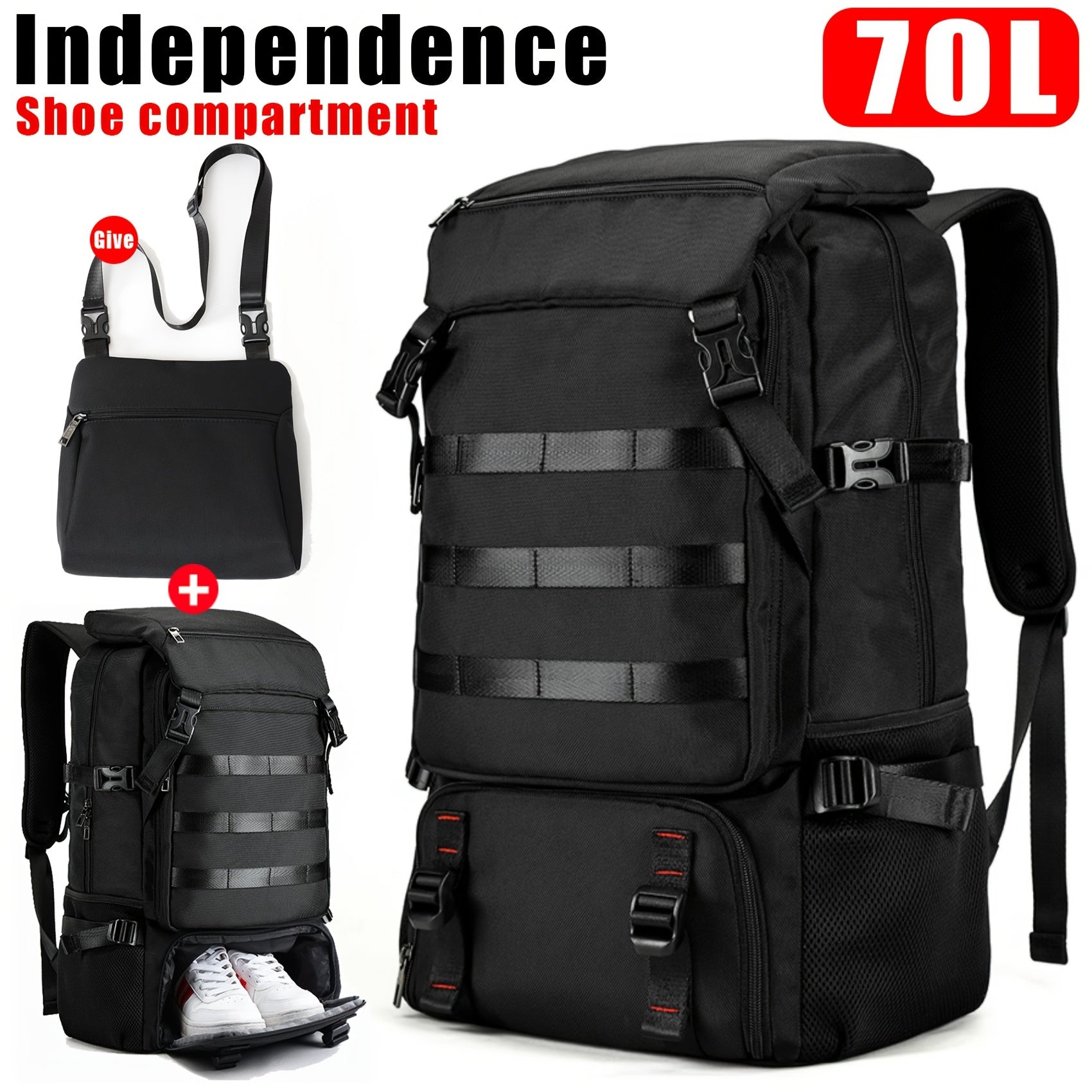 2023 New 70L Large Capacity Travel Backpack for Men & Women – Lightweight, Multifunctional Hiking, Camping, Mountaineering, Business & Vacation Backpack with 15.3-Inch Laptop Compartment