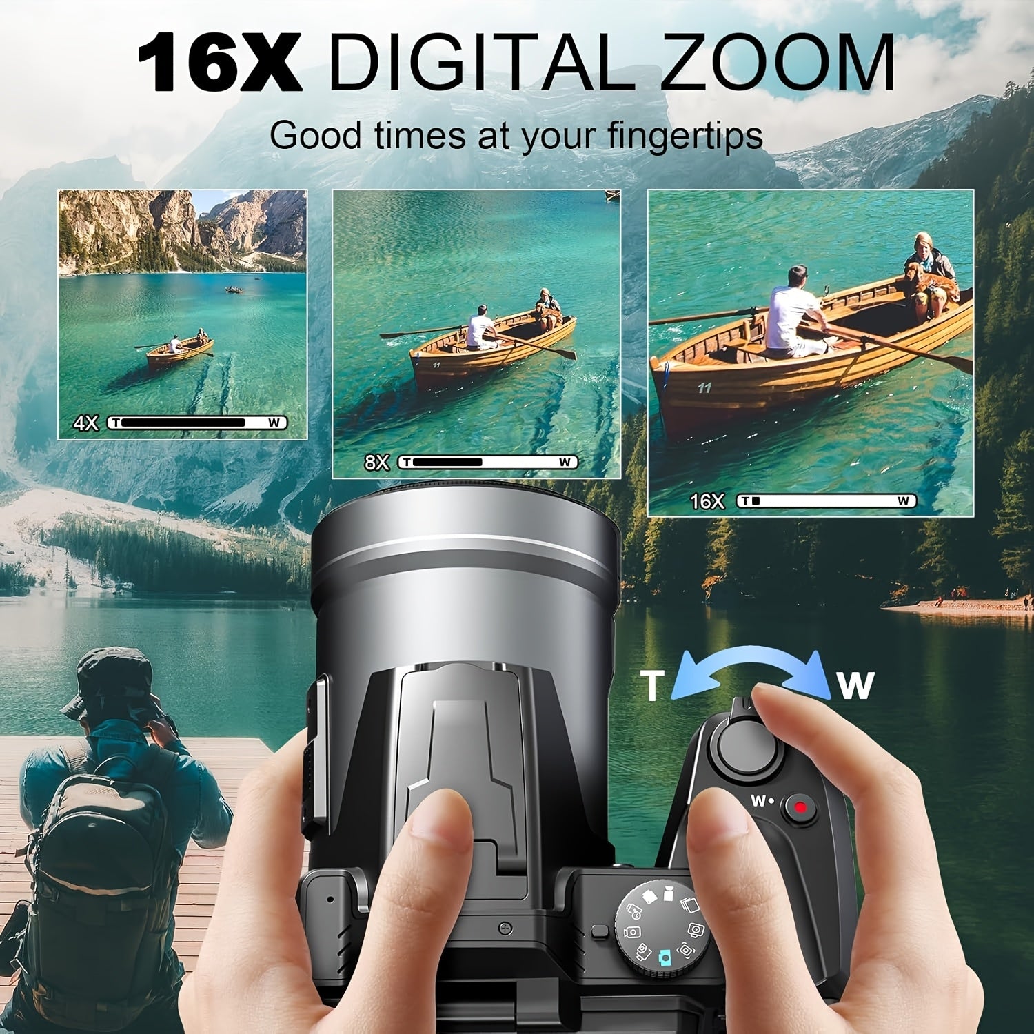 NBD 64MP Digital Camera for Photography, 5K Vlogging Camera for YouTube with 3" Flip Screen, 16X Digital Zoom, Autofocus, 2 Batteries, 32GB TF Card(S205, Black) - iBrightCS
