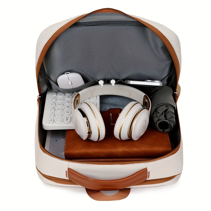 Stylish Lightweight Laptop Backpack for Women - Adjustable Shoulder Straps, Multiple Compartments, Beige & Black Options, Perfect for Travel, Commuting, and School, Backpack for Travel, Commuter Bag, Minimalist Design, Secure