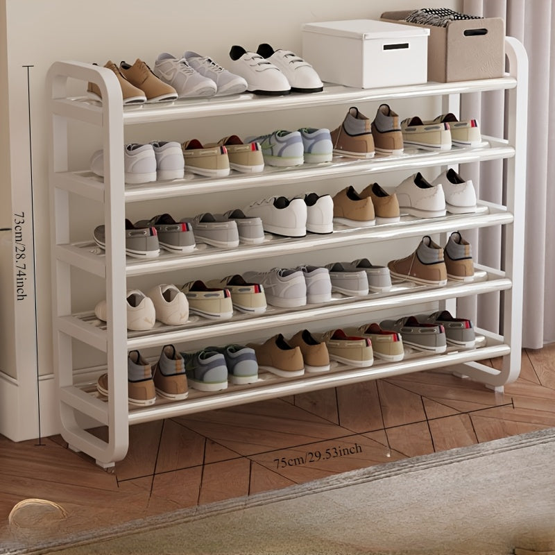 Compact 5-Tier Shoe Organizer, Sturdy, Slim Profile, Multi-Layer Metal Construction, Wood-Free, Floor-Standing, Suitable for Entryways And Dorms, Compatible with Living Room Decor