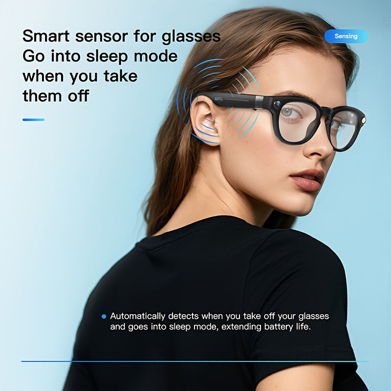 [AI Translation Glasses] AI Translation Glasses, Video Glasses 4K, Smart Camera Glasses with 150+ Languages - Real-time Translation, Chat GPT, Wireless Calling, Music Playback & Voice Assistant, Multi-functional Smart Glasses iBrightCS