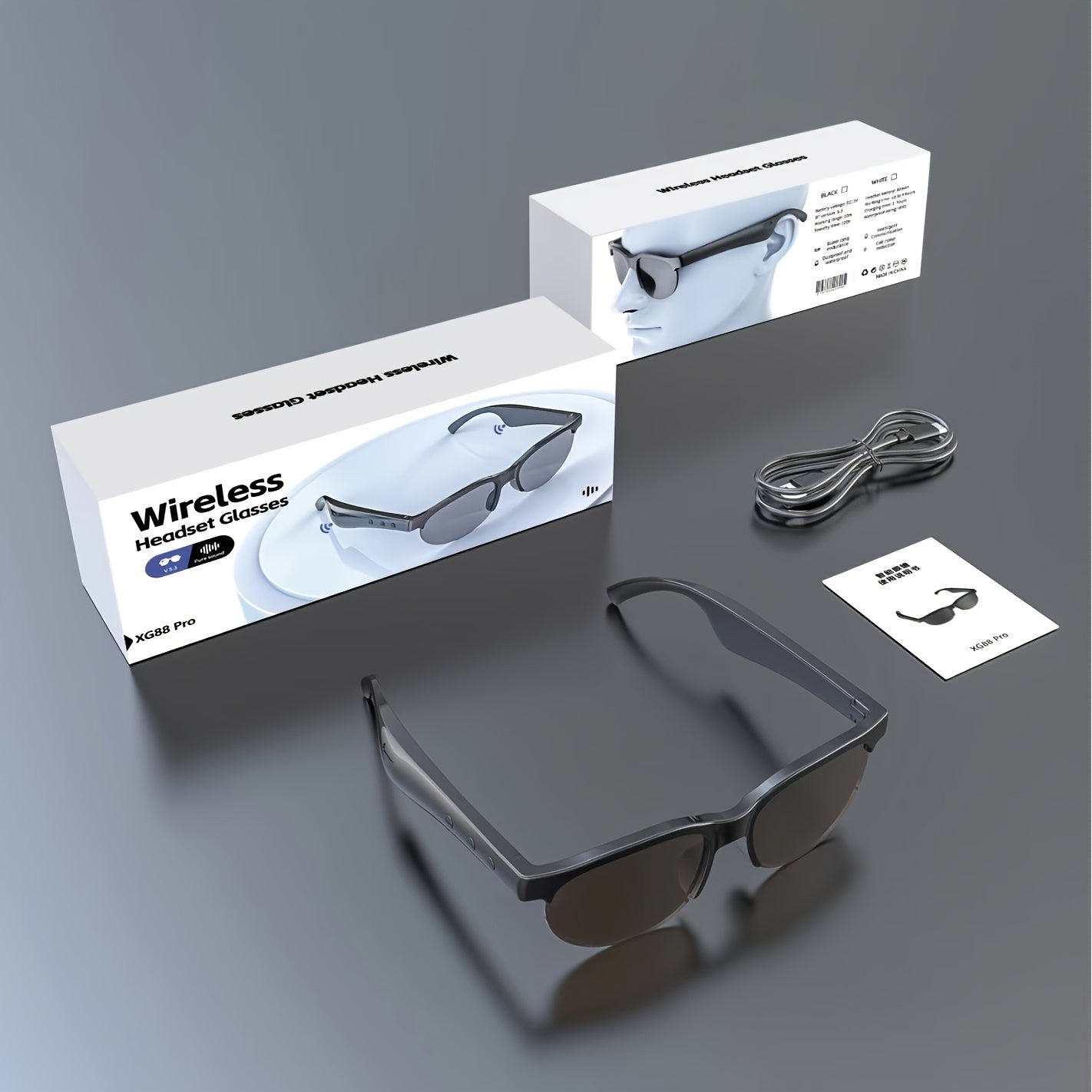 Wireless Smart Glasses With Audio And Voice Call Capabilities, Designed For Outdoor Travel To Facilitate Hands-free Communication And Music Listening. Rechargeable Music Glasses With A Built-in Microphone