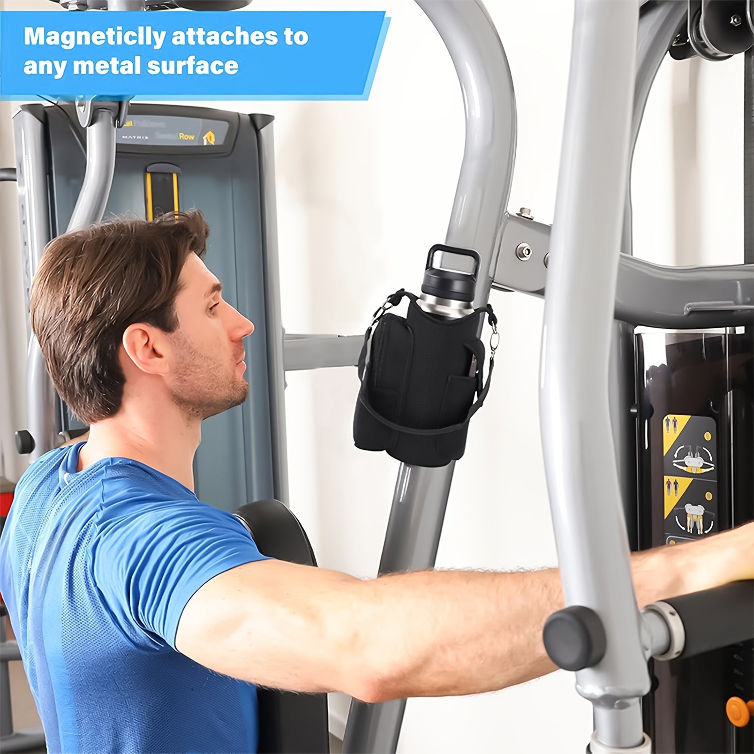 Multifunctional Fitness Magnetic Bag | Water Bottle Holder, Adjustable Shoulder Strap and Phone Pocket - Perfect for Gym and Outdoor Activities, Built-in 6 Magnets, Gym Accessory Organizer | Secure Zipper Pouch, Fitness Equip