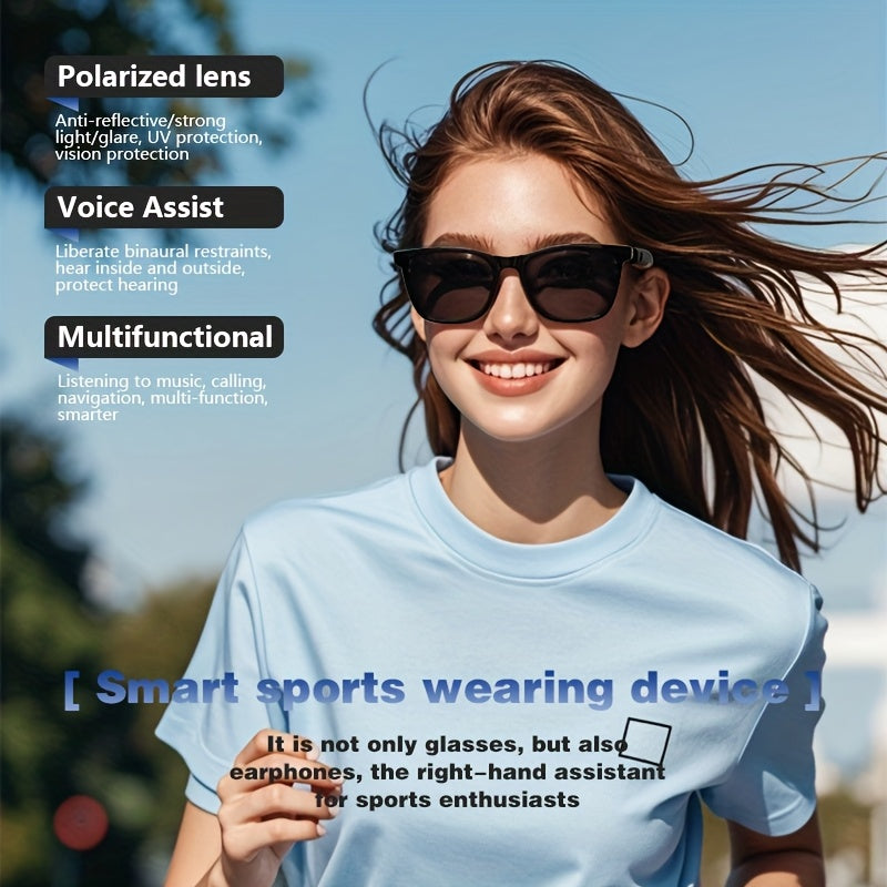 Koipsse Smart Glasses with Microphone, Fashionable And Versatile, Suitable for All Ages, Wireless Calls, Sports Fashion Glasses, Smart Glasses Suitable for Android Phones, High-value Gifts, Built-in Speakers, 2in 1, One-secon