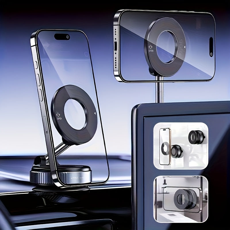 2PCS, 360 ° Rotating Magnetic Mobile Phone Holder, Foldable And Retractable, Suitable For IPhone 16/15/12, ABS Material, Non-waterproof, Multi-scene Use:Car/showerroom/gym/mirror, Universal Size, Black, Compatible With All S