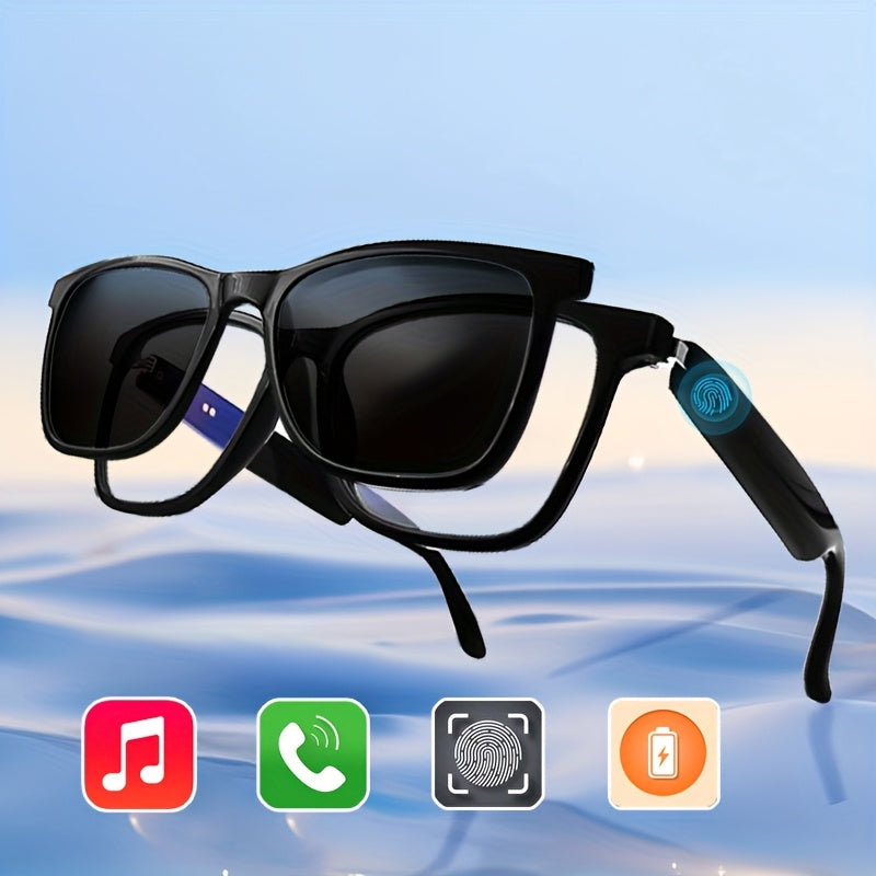 Koipsse Smart Glasses with Microphone, Fashionable And Versatile, Suitable for All Ages, Wireless Calls, Sports Fashion Glasses, Smart Glasses Suitable for Android Phones, High-value Gifts, Built-in Speakers, 2in 1, One-secon