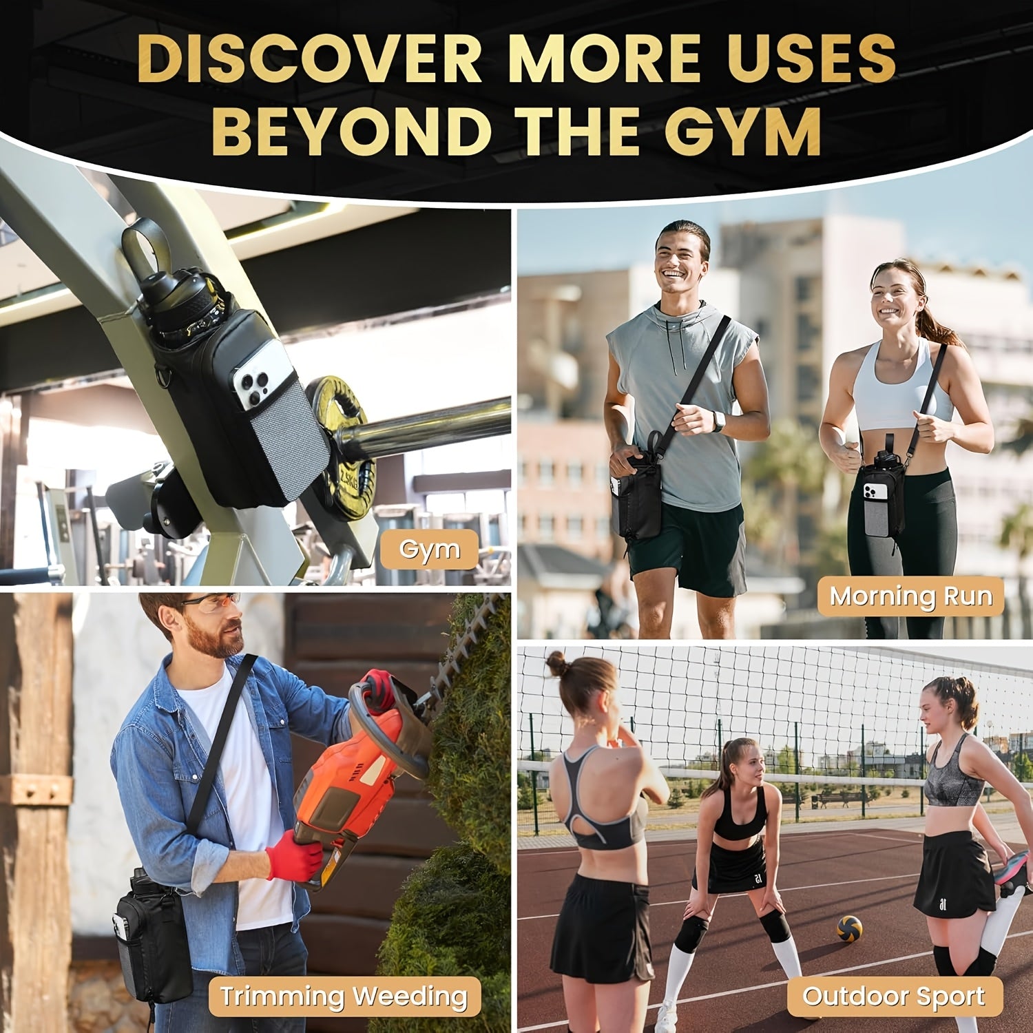 A Unisex Magnetic Balance Fitness Bag with Adjustable Crossbody Strap/magnetic Fitness Water Bottle Holder, Featuring a Water Bottle Holder with Phone Pocket, a Strong Magnetic Fitness Storage Bag, Magnetic Crossbody Bag, Wom