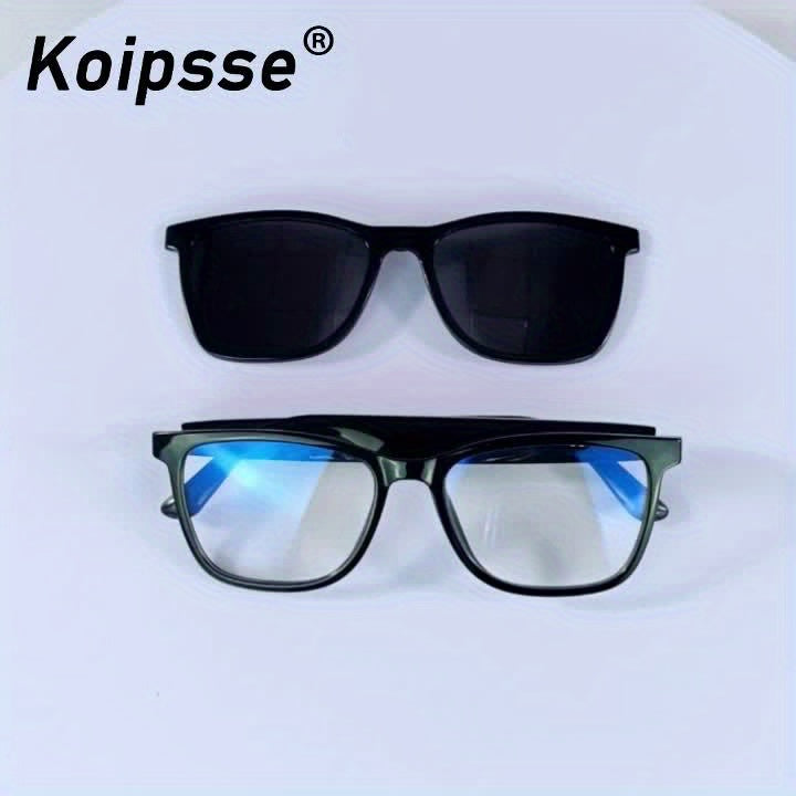 Koipsse Smart Glasses with Microphone, Fashionable And Versatile, Suitable for All Ages, Wireless Calls, Sports Fashion Glasses, Smart Glasses Suitable for Android Phones, High-value Gifts, Built-in Speakers, 2in 1, One-secon