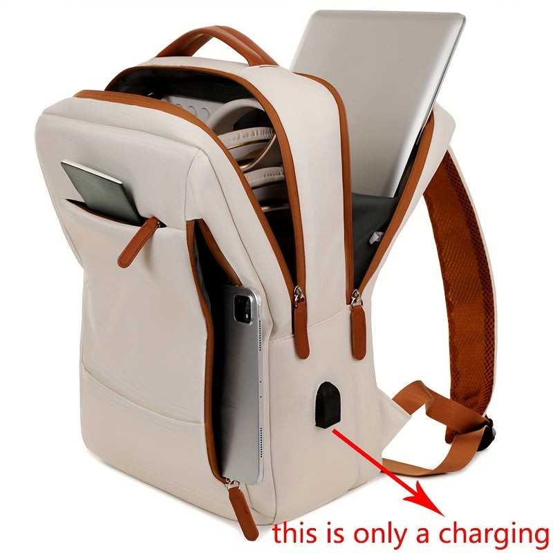 Stylish Lightweight Laptop Backpack for Women - Adjustable Shoulder Straps, Multiple Compartments, Beige & Black Options, Perfect for Travel, Commuting, and School, Backpack for Travel, Commuter Bag, Minimalist Design, Secure