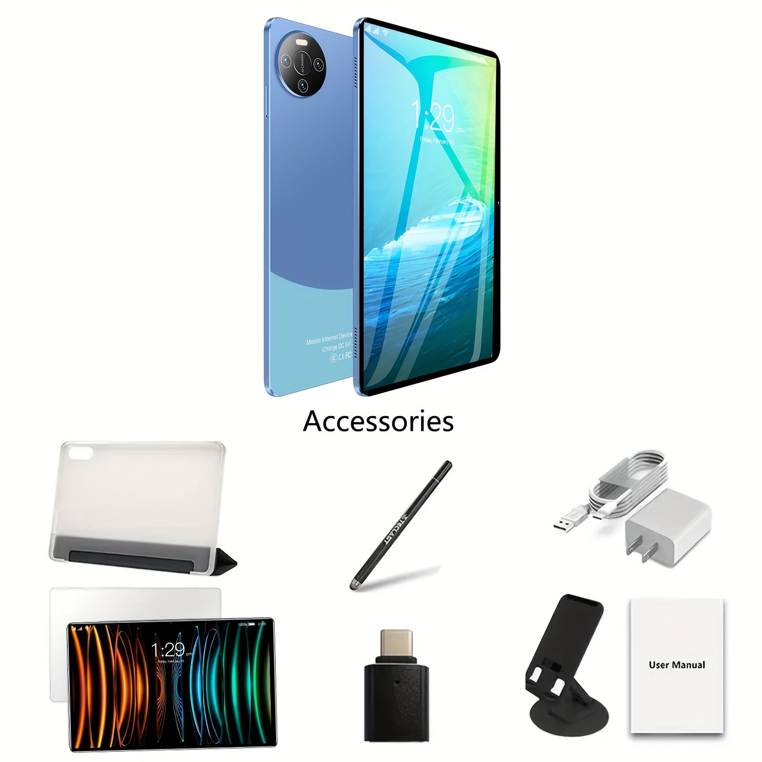 T7 10.1-inch Android 13 Tablet - Snapdragon 865, 512GB+16GB, 8000mAh Battery, Dual Cameras 1280x800 FHD IPS, Stylus Pen, Stand & Case Included, Media Consumption, Productivity Device, Sleek Design, Modern Aesthetic, Highresol