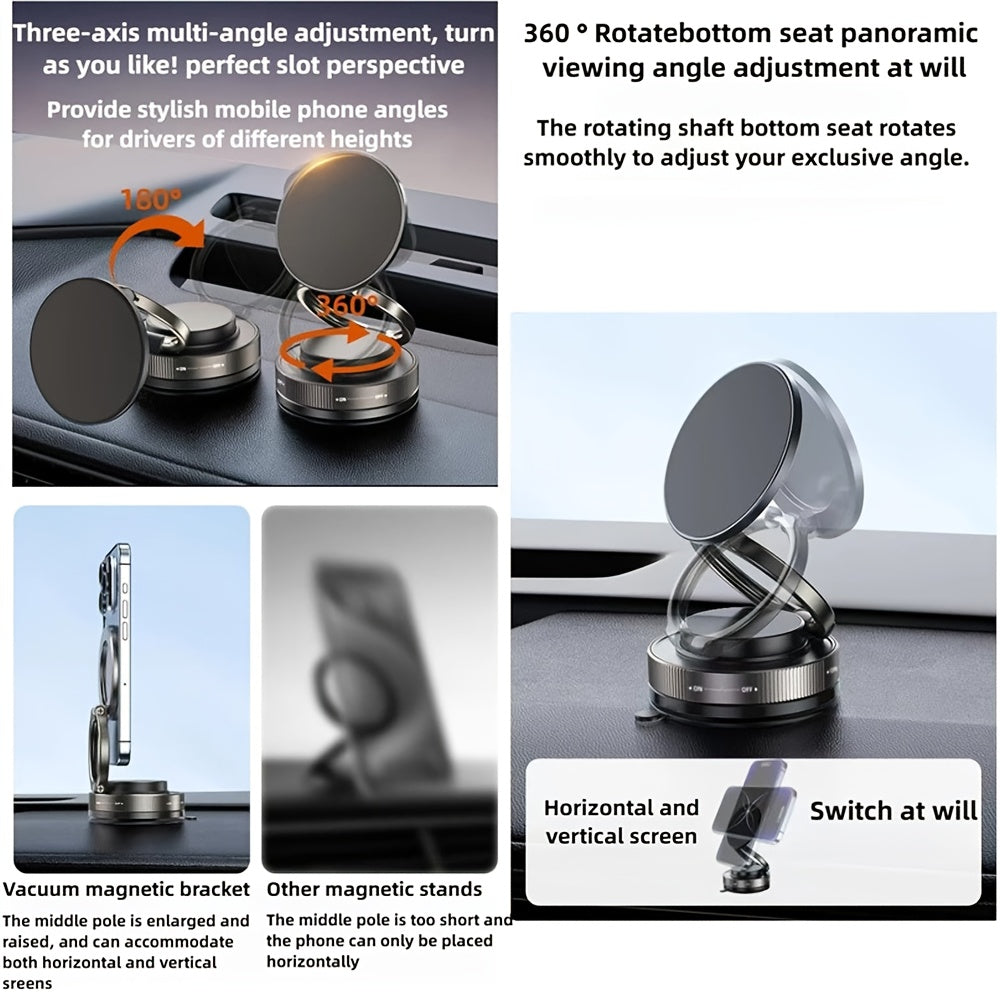 4pcs Heavy Duty Magnetic Phone Stand with Strong Suction Cup - Double Magnetic Force, 360° Adjustable & Foldable/Retractable design, Compatible with for iphone 15/14/13/12/11 Pro Max, for Android, for Samsung - Car, Home, Of