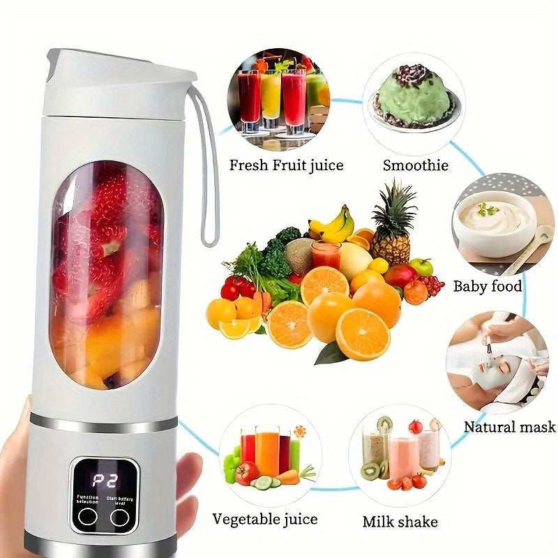 1pc- Portable USB Charging Blender with LED Display - 15.22oz., Suitable for Outdoor Family Smoothies And Fresh Juices, Portable Design, Nutrition Anytime, Anywhere - iBrightCS