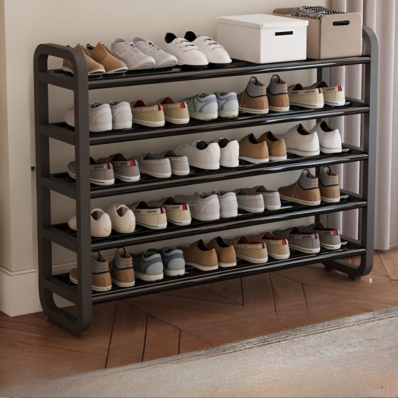 Compact 5-Tier Shoe Organizer, Sturdy, Slim Profile, Multi-Layer Metal Construction, Wood-Free, Floor-Standing, Suitable for Entryways And Dorms, Compatible with Living Room Decor