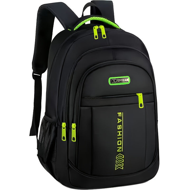 Large Capacity Fashion Preppy Style Backpack - Black Nylon Travel Laptop Bag with Tassel, Adjustable Straps, Zipper Closure, Utility Pocket, Polyester Lined, Non-Soft Shell Computer