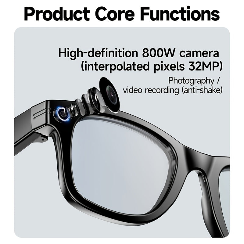 2025 AI Video Glasses with Real-Time Translation: 1080P + 163Lang AI Trans + 4K Recording + 4GB Memory | Wireless Calling | FPV Recording for Cycling, Driving, Fishing, Office, And Travel | Action Camera, Activities, Handsfre iBrightCS
